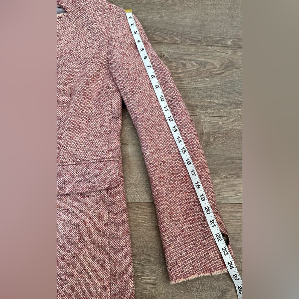 Sisley Rose Pink Tweed Wool Coat Jacket US 4 Mid-Thigh Length Italian Tailored - Picture 14 of 15